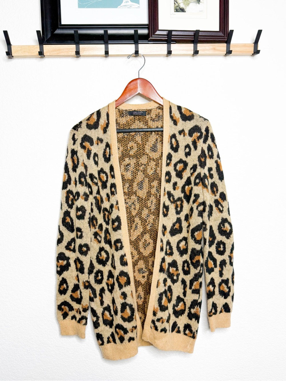 Witty Fox Leopard Print Open Front Cardigan Size M